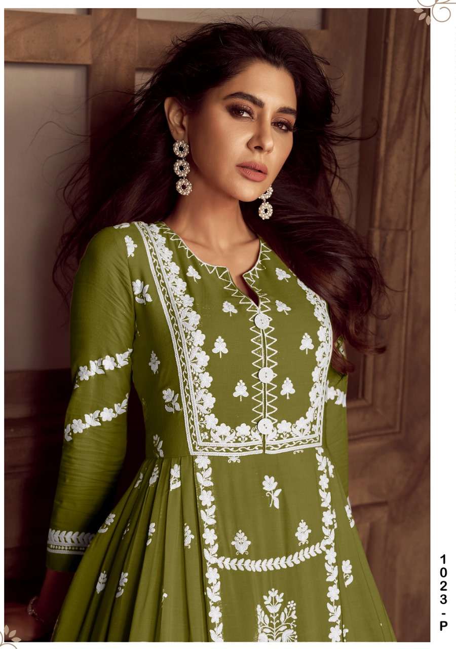 LAKHNAVI VOL 4 DARK LIST HEAVY RAYON LAKHNAWI WORK KURTI WITH PLAZZO AND DUPATTA BY S3FOREVER BRAND 1023 P C